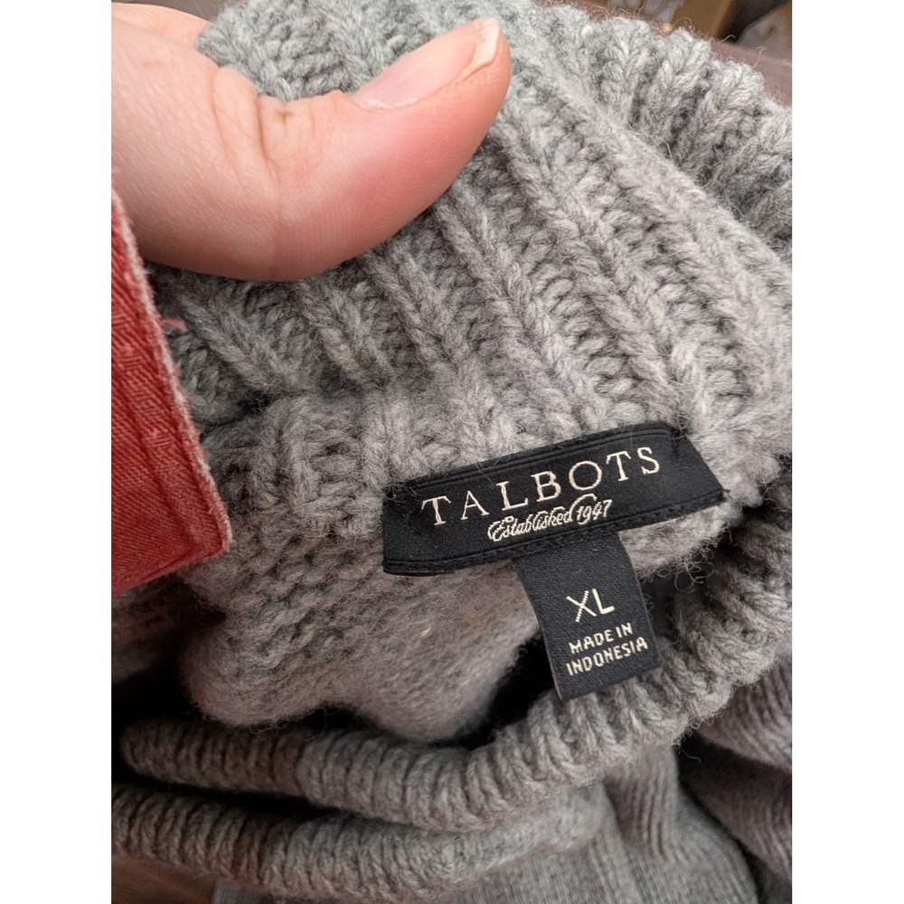 Talbots Wool Cashmere Double Breasted Funnel Neck Cardigan Sweater Gray- XL - Picture 4 of 6